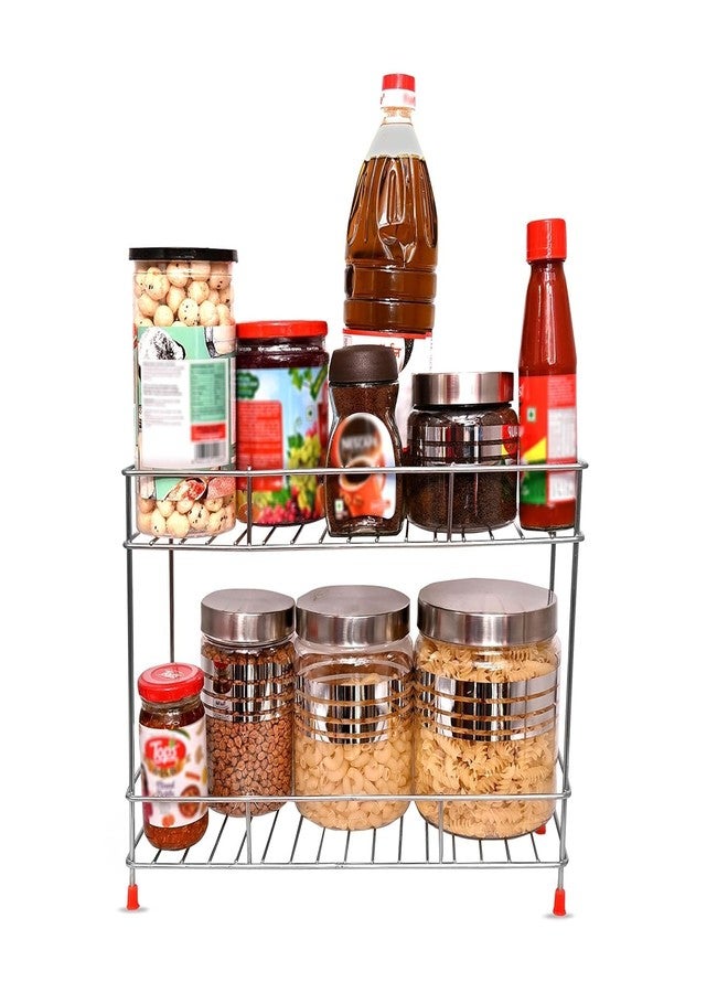 12FOR COLLECTION Kitchen Rack Steel Multipurpose Heavy Stainless Steel Kitchen 2 Layer Spice Rack, Freestanding, Tiered Shelf - Image 2